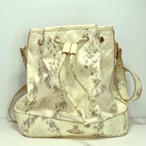 Vivienne Westwood Handbags - Vivienne Westwood ivory snake bucket bag